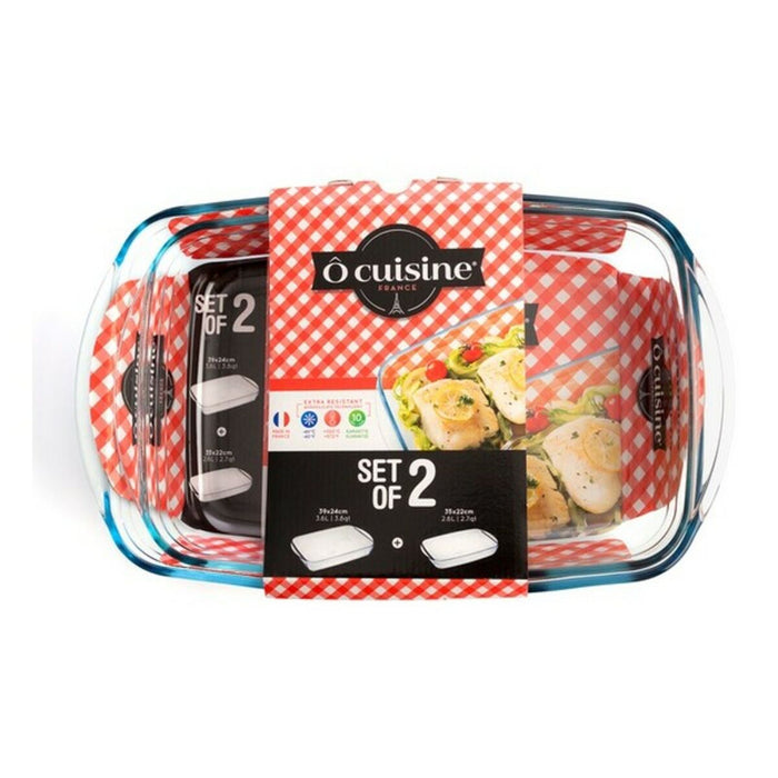 Sæt med ovnfaste fade Ô Cuisine 334SA05 Gennemsigtig Glas (2 pcs)