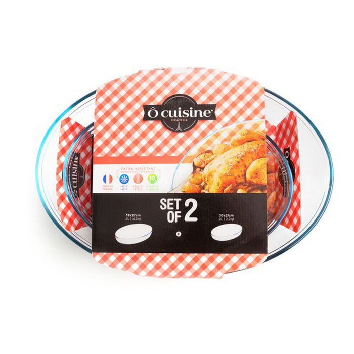 Sæt med ovnfaste fade Ô Cuisine Gennemsigtig Borosilikatglas (2 pcs)