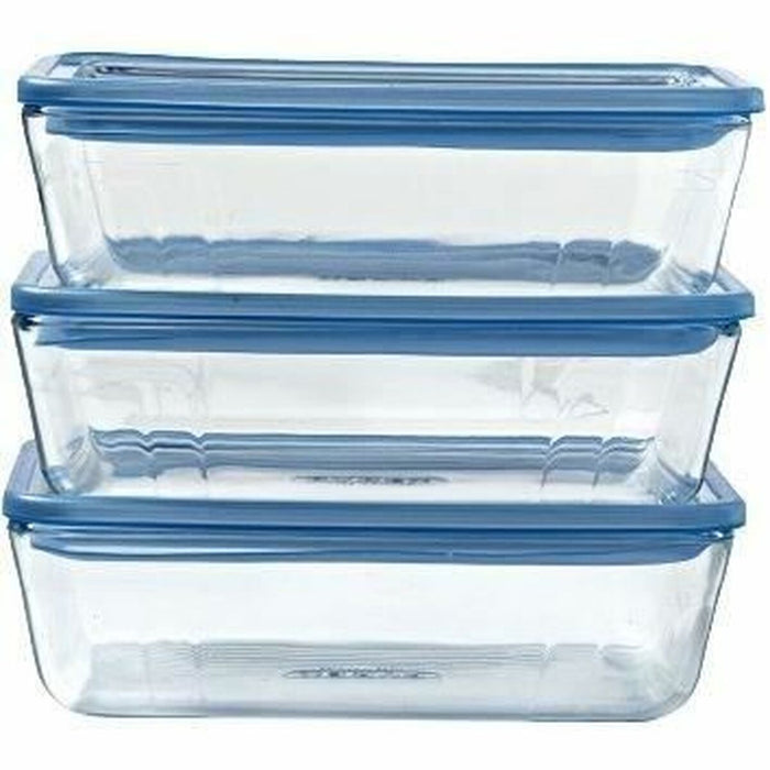 Madkassesæt Pyrex Blå Gennemsigtig 800 ml 3 Dele