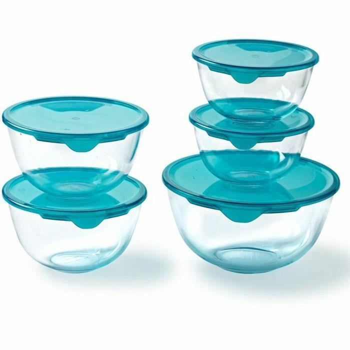 Madkassesæt Pyrex Gennemsigtig Turkisblå 5 Dele