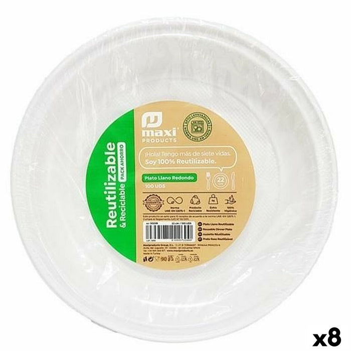 Sæt af genanvendelige tallekener Maxi Products Hvid Plastik Ø 22 cm 100 Dele (8 enheder)