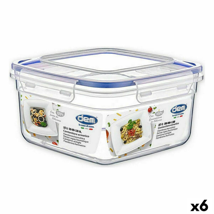 Madkassesæt Dem Hermetisk 3 Dele 500 ml 18 x 18 x 10 cm (6 enheder)