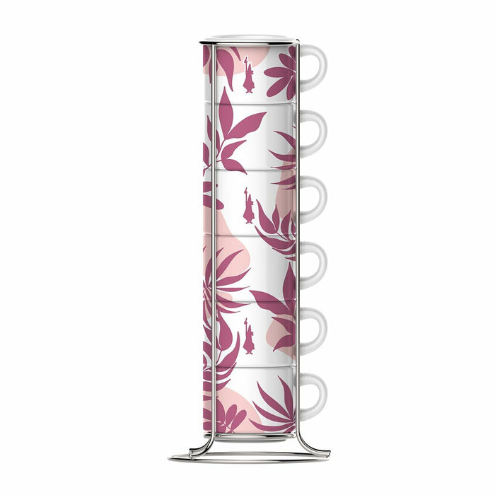 6 Dele kaffekopsæt Bialetti 29596 Hvid Pink Porcelæn 90 ml (6 enheder)