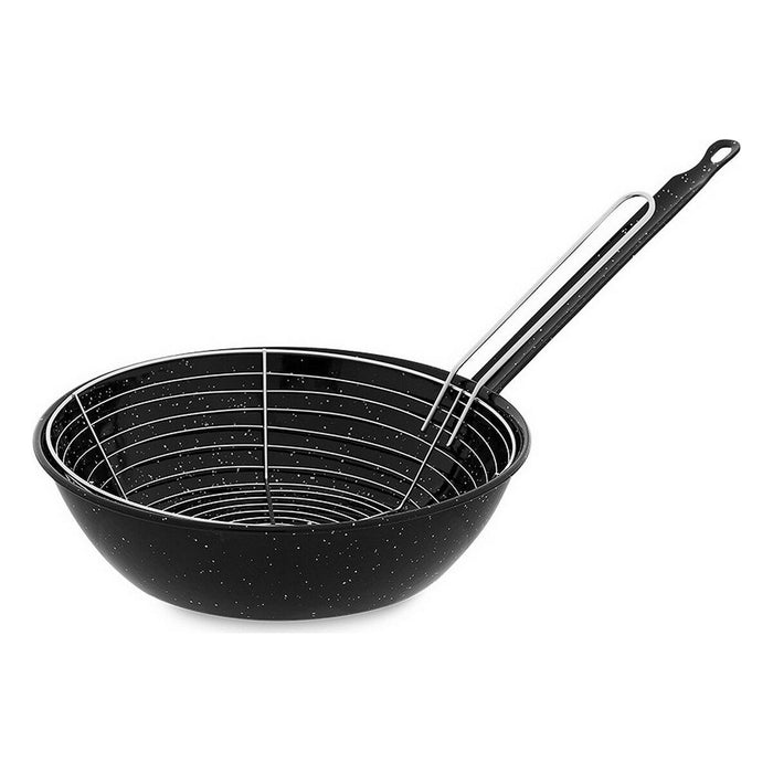 Stegepande med kurv Vaello Sort Glaseret stål (Ø 26 cm)