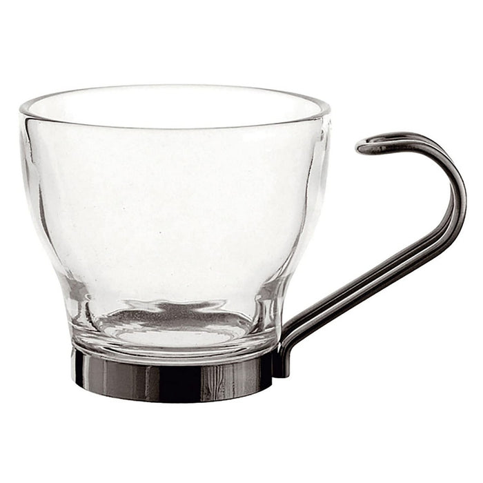 Dele kaffekopsæt Quid Gennemsigtig Stål Glas (110 ml) (3 enheder)