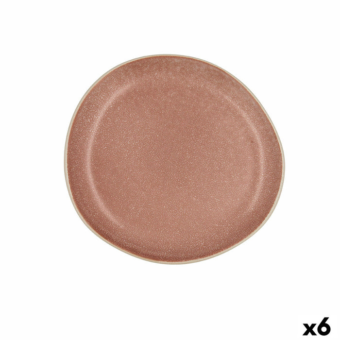 Flad Plade Bidasoa Gio Lejlighedsvis Brun Keramik 20 cm (6 enheder)