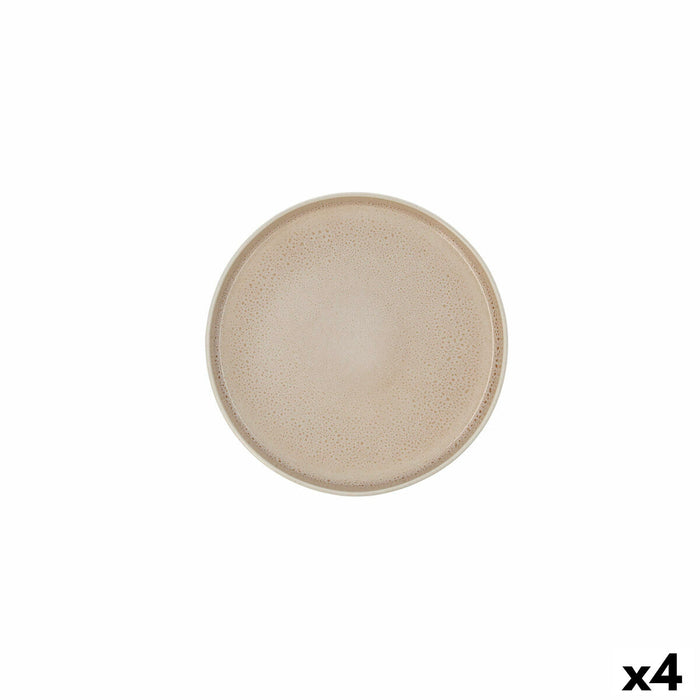 Plosek krožnik Ariane Porous Keramik Beige Ø 21 cm (4 enheder)