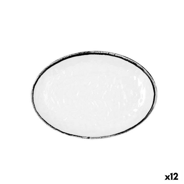Flad Plade Quid Select Filo Hvid Sort Plastik 21,3 x 15 cm (12 enheder)