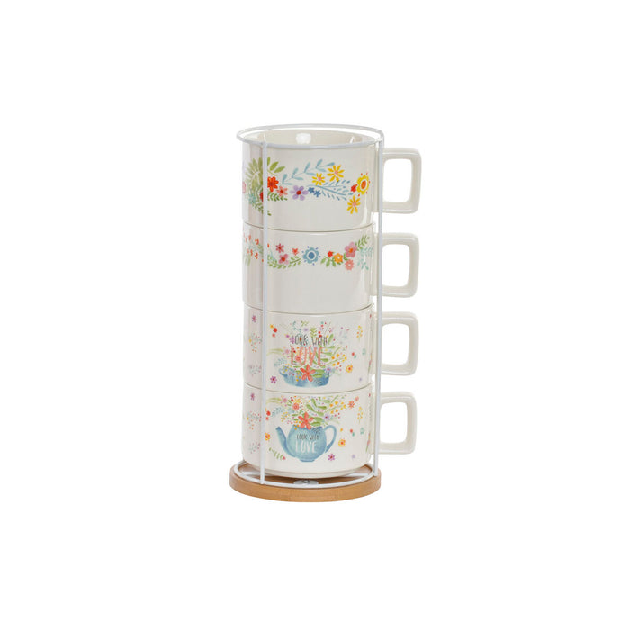 Dele kaffekopsæt DKD Home Decor Metal Multifarvet 260 ml Dolomite (4 Dele)