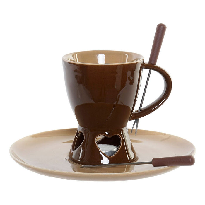 Chokoladefondue DKD Home Decor Rustfrit stål Porcelæn