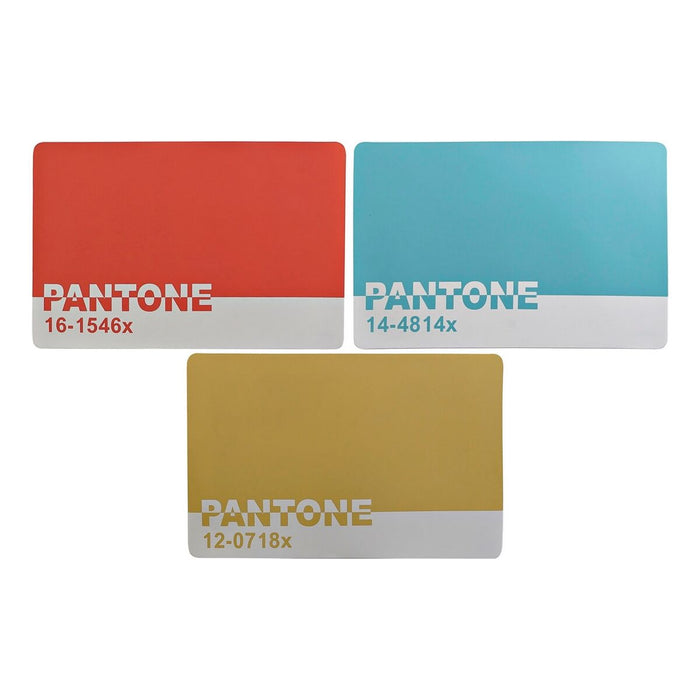 Dækkeservietter DKD Home Decor Pantone Blå Rød Gylden Gummi 43,5 x 28,5 x 0,5 cm 3 Dele