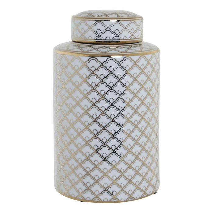 Vase DKD Home Decor 18 x 18 x 30,5 cm Porcelæn Gylden Hvid