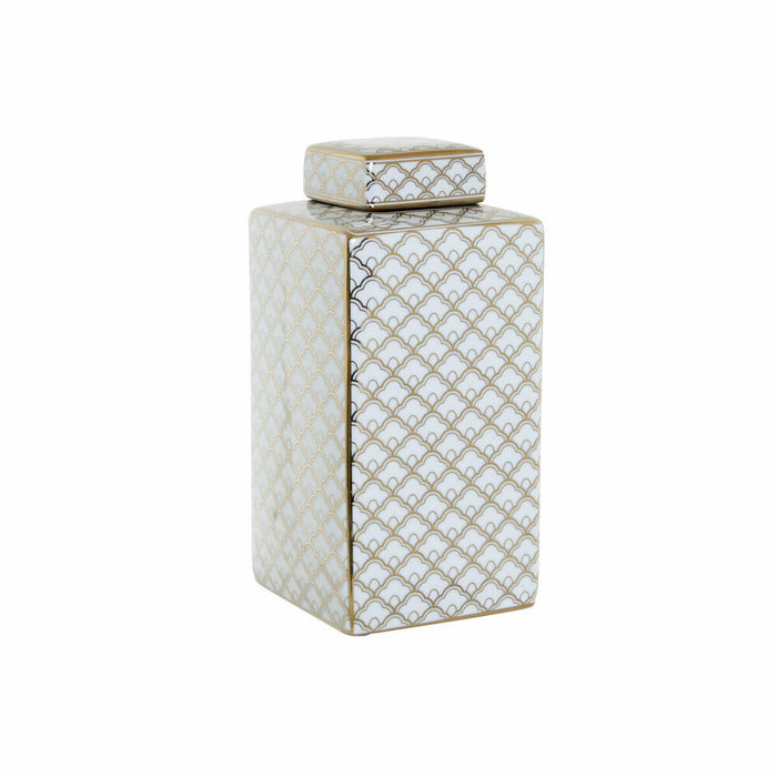 Vase DKD Home Decor 14,5 x 14,5 x 30 cm Porcelæn Gylden Hvid