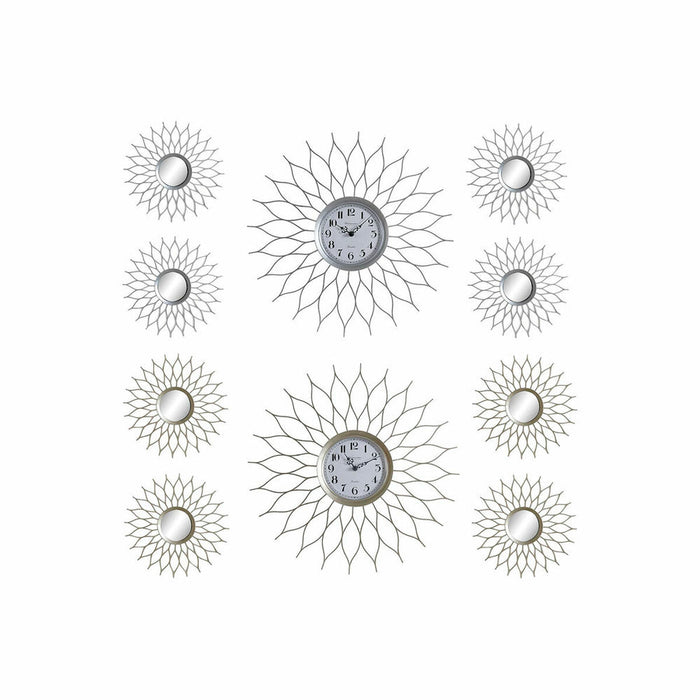 Ur DKD Home Decor Sølv Champagne polypropylen Spejl (5 pcs) (2 pcs)