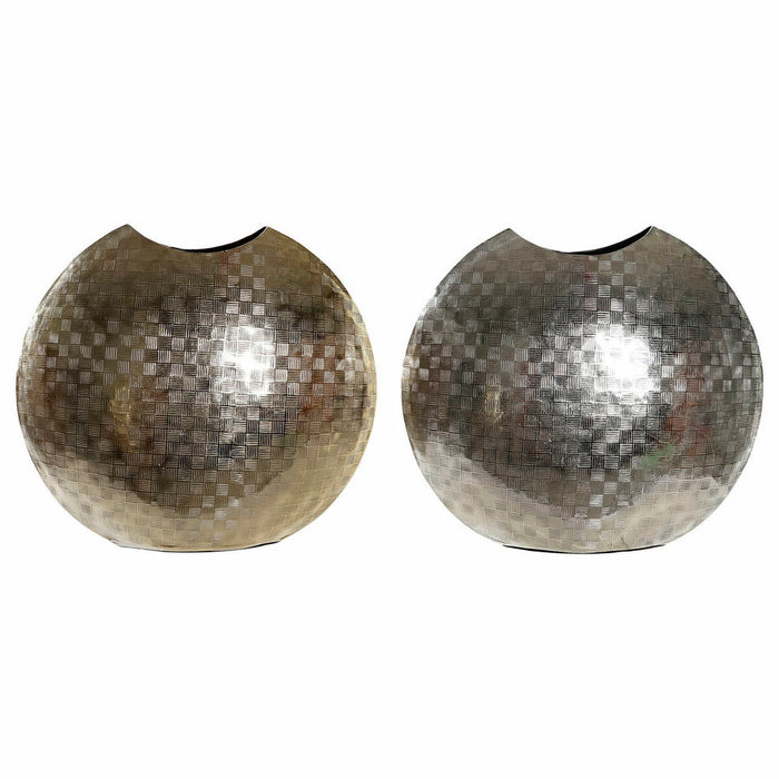 Vase DKD Home Decor 37 x 14 x 33 cm Sølvfarvet Gylden Aluminium Moderne (2 enheder)