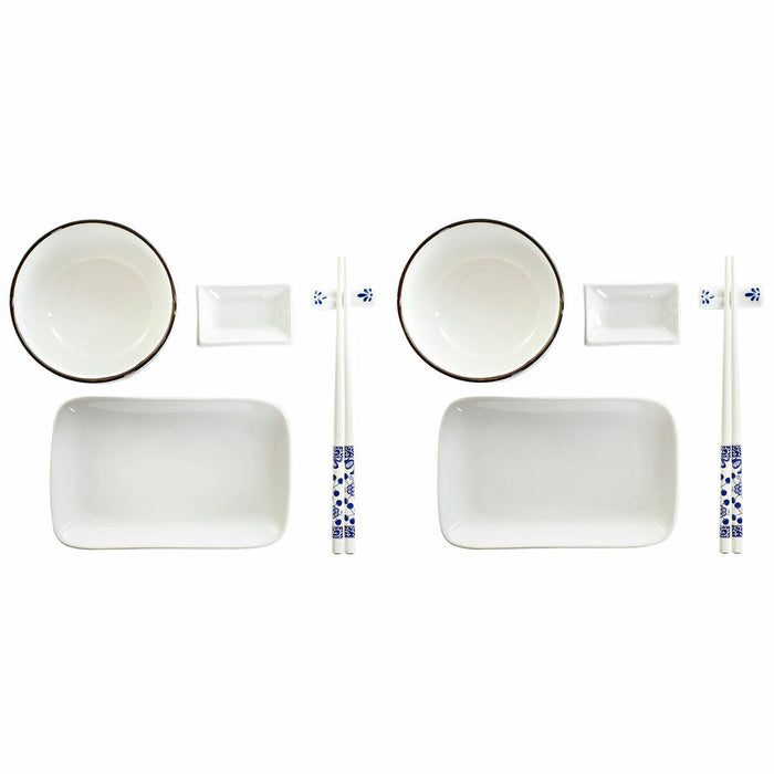 Sushi-sæt DKD Home Decor 33,5 x 34,5 x 9 cm Porcelæn Hvid Marineblå Orientalsk (33,5 x 34,5 x 9 cm)