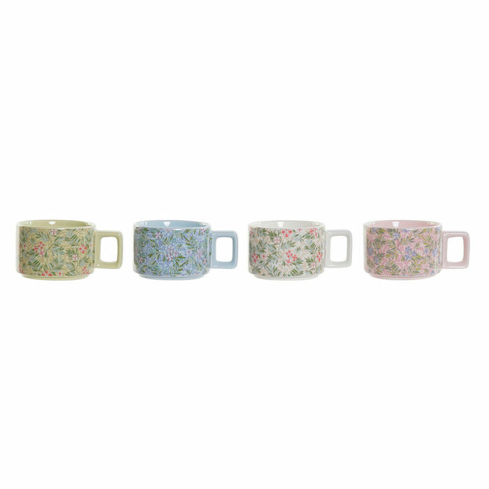Dele kaffekopsæt DKD Home Decor Blå Grøn Pink Metal Dolomite 260 ml (4 Dele)