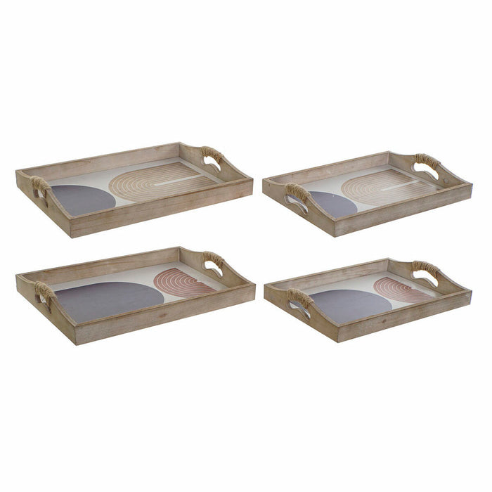 Bakke DKD Home Decor 40,6 x 30 x 6 cm Beige Blå Træ MDF (2 enheder)