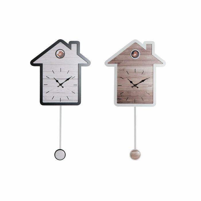 Vægur DKD Home Decor 32 x 5 x 56 cm Natur Hvid Plastik Hus Træ MDF (2 enheder)