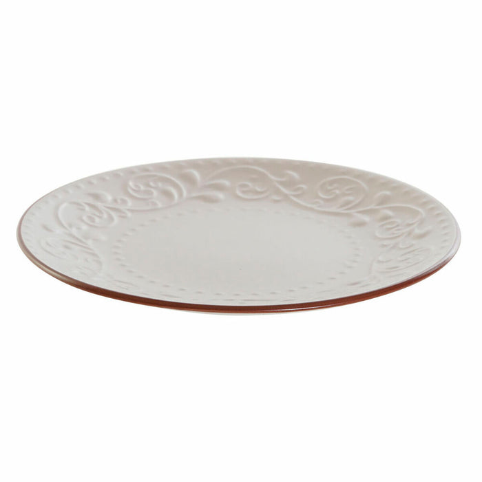 Plosek krožnik DKD Home Decor Beige Brun Stentøj (21 x 21 x 2.5 cm)