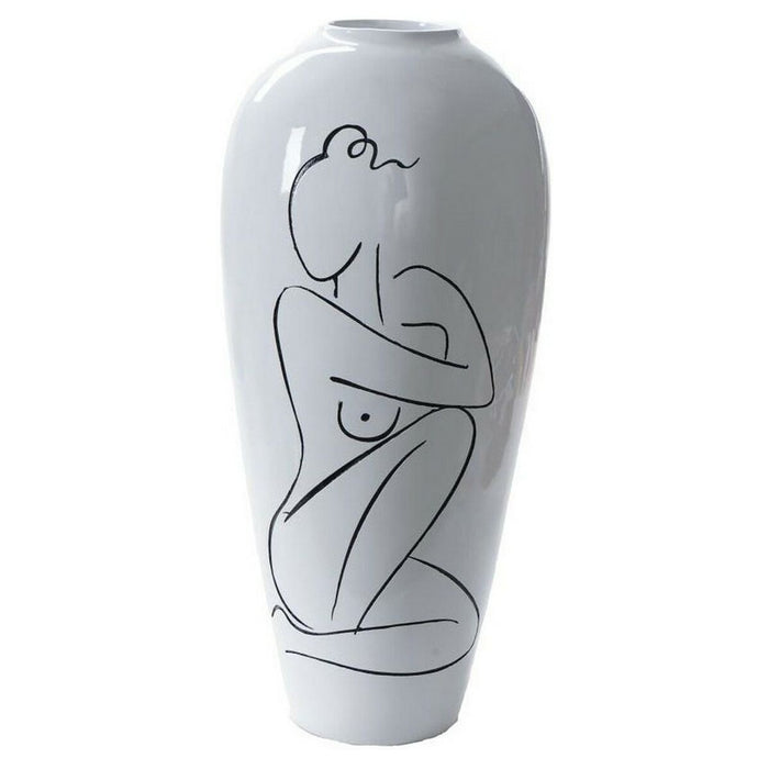 Vase DKD Home Decor Abstrakt Hvid Harpiks Moderne (34 x 34 x 73.5 cm)