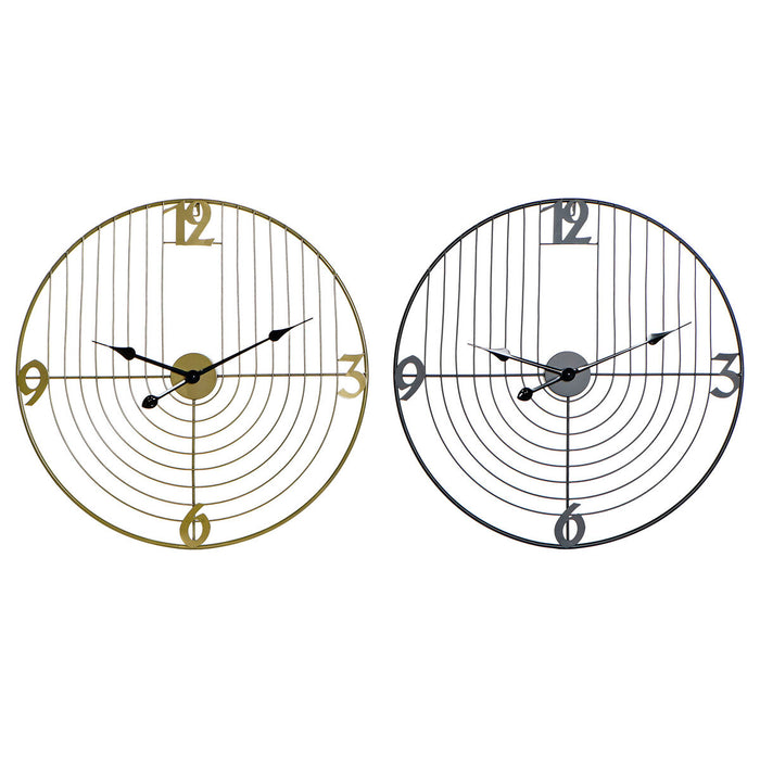 Vægur DKD Home Decor Sort Gylden Metal 60 x 3 x 60 cm Moderne (2 enheder)