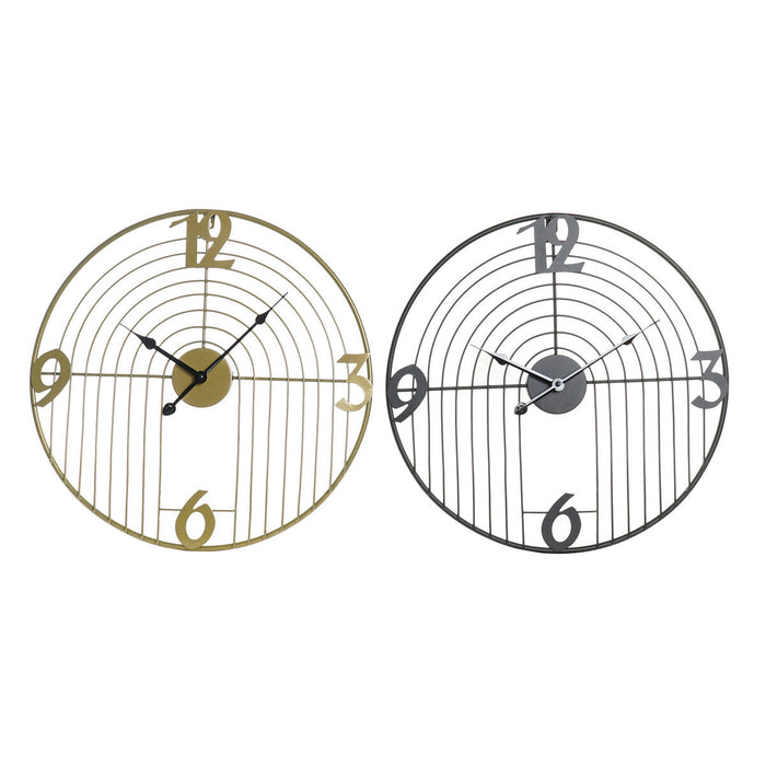 Vægur DKD Home Decor Sort Gylden Metal Moderne 45 x 3 x 45 cm (2 enheder)