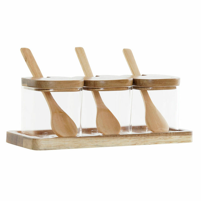 Sæt med 3 Dåser DKD Home Decor Multifarvet Gennemsigtig Natur 150 ml 20,5 x 8 x 1,5 cm