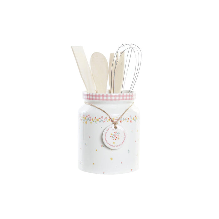 Sæt med køkkenredskaber DKD Home Decor Cvetlice Dolomite Træ MDF 12 x 12 x 22 cm