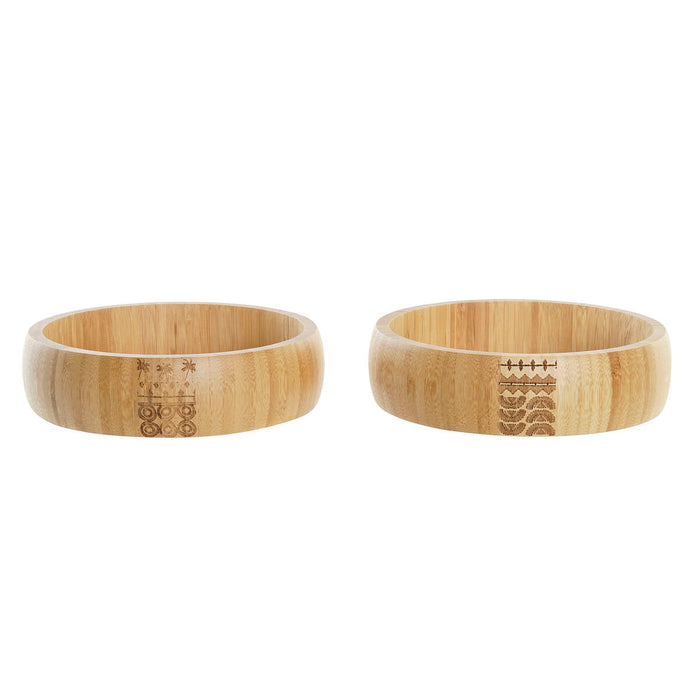 Salatskål DKD Home Decor Natur Bambus 20 x 20 x 5 cm