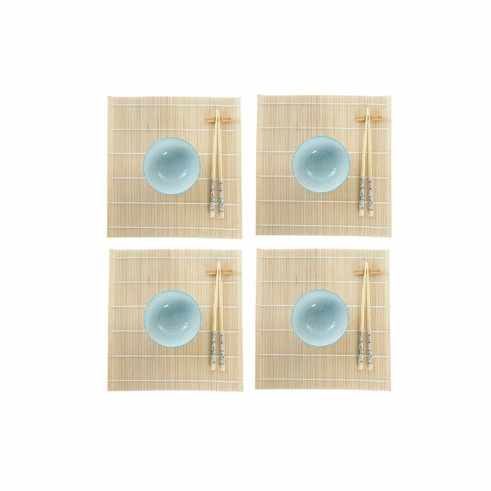 Sushi-sæt DKD Home Decor 14,5 x 14,5 x 31 cm Blå Hvid Stentøj Orientalsk (16 Dele)
