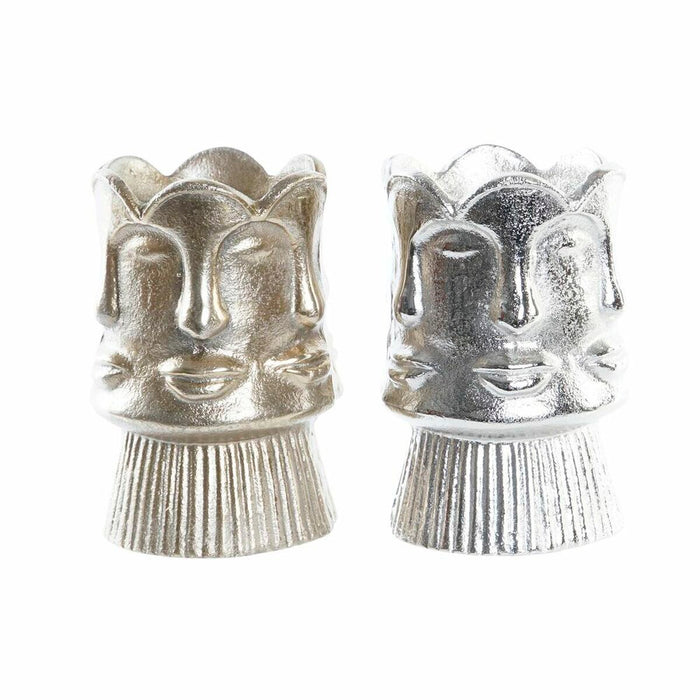 Vase DKD Home Decor Gylden Ansigt Champagne Sølvfarvet Aluminium Moderne 12 x 12 x 17 cm (2 enheder)