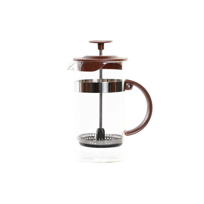 Kaffekande med stempel DKD Home Decor Brun Gennemsigtig Rustfrit stål Borosilikatglas 350 ml 16 x 9 x 18,5 cm