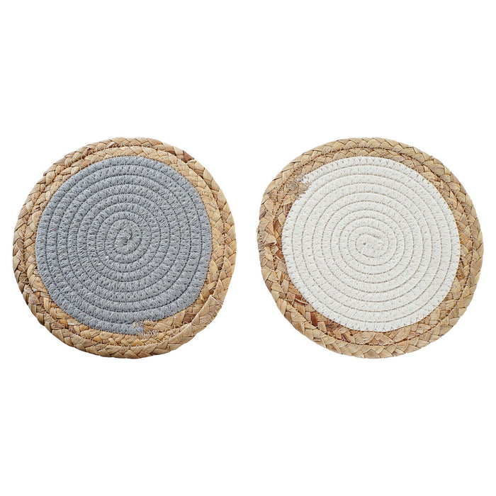 Dækkeserviet DKD Home Decor Individuel Bomuld Fiber (20 x 20 x 1 cm) (2 enheder)