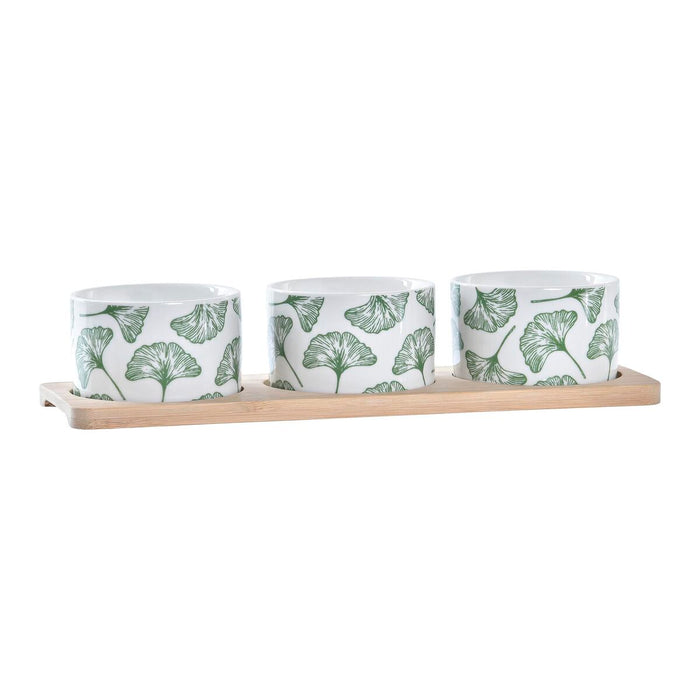 Sæt til appetizere DKD Home Decor Bambus Stentøj Ark 3 Dele 4 Dele 28 x 9,7 x 1,5 cm