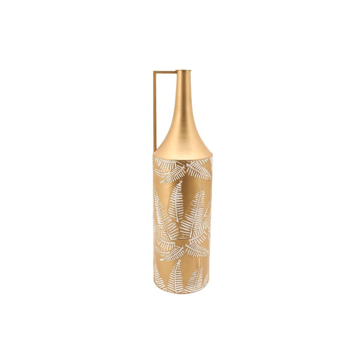 Vase DKD Home Decor Gylden Metal Flødefarvet Tropisk Blad af en plante (21 x 21 x 81 cm)