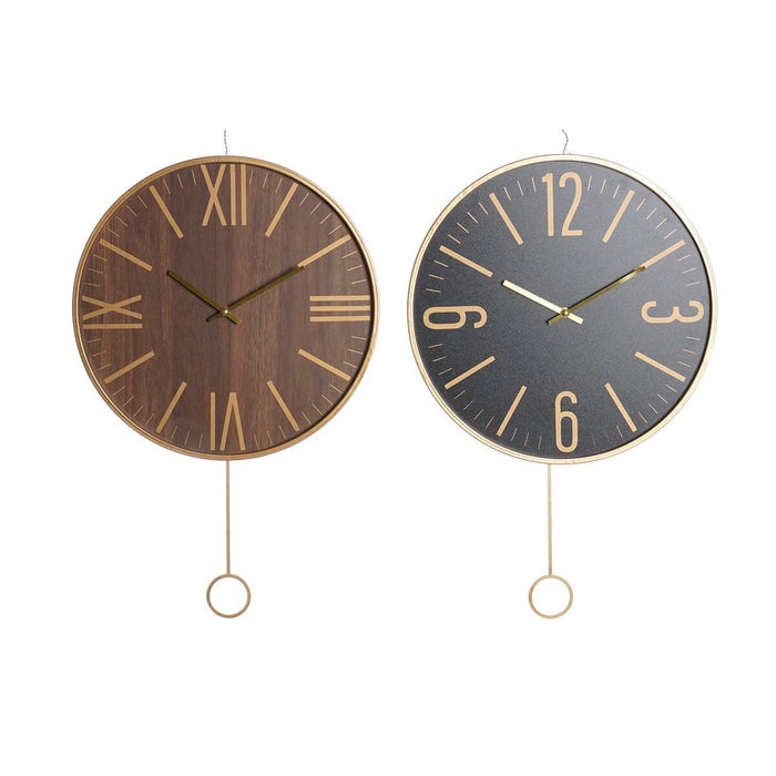 Vægur DKD Home Decor 40 x 4 x 40 cm Sort Brun Jern Fysisk pendul Træ MDF (2 enheder)