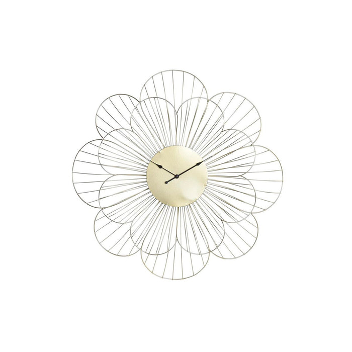Vægur DKD Home Decor Blomst Gylden Metal (57 x 4 x 57 cm)