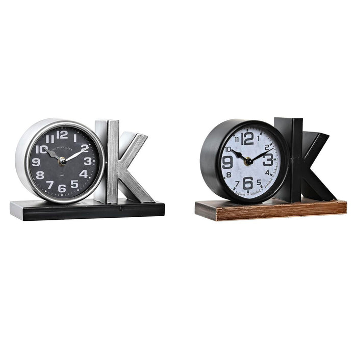 Namizna ura DKD Home Decor 23 x 8 x 15 cm Sølvfarvet Sort Jern (2 enheder)