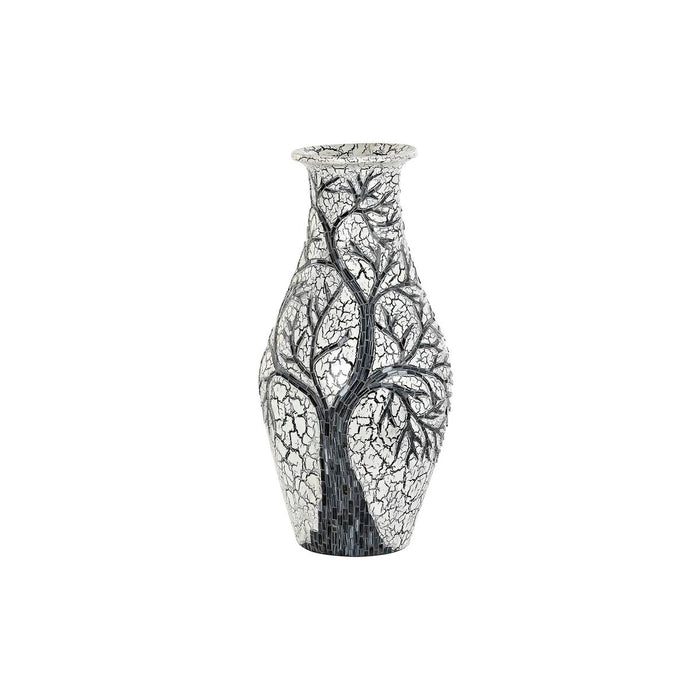 Vase DKD Home Decor Træ Hvid Sort Hvid/Sort Krystal Terrakotta 29 x 29 x 60 cm