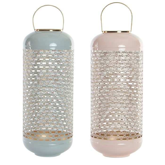 Lyseholder DKD Home Decor Blå Pink Aluminium 24 x 24 x 60 cm 24 x 24 x 71 cm (2 enheder) (2 Dele)