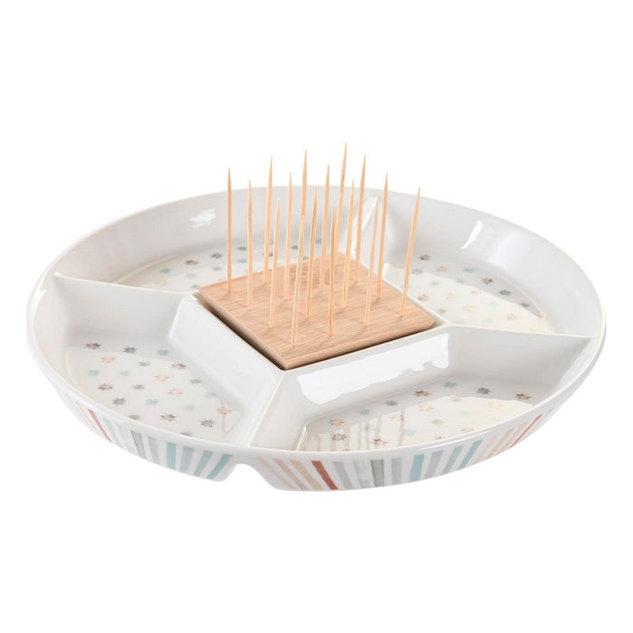Snack bakke DKD Home Decor 23,5 x 23,5 x 3 cm Multifarvet Stentøj