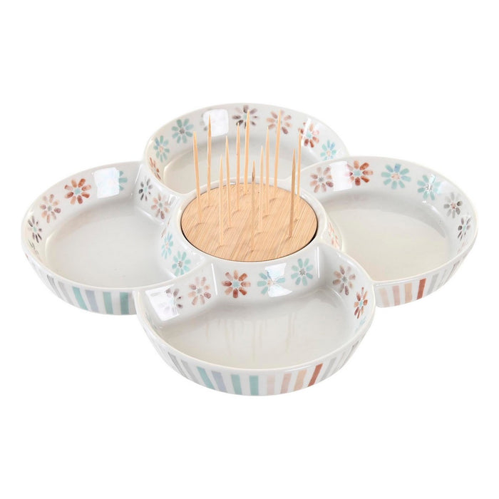 Snack bakke DKD Home Decor Multifarvet 22 x 22 x 3 cm Stentøj