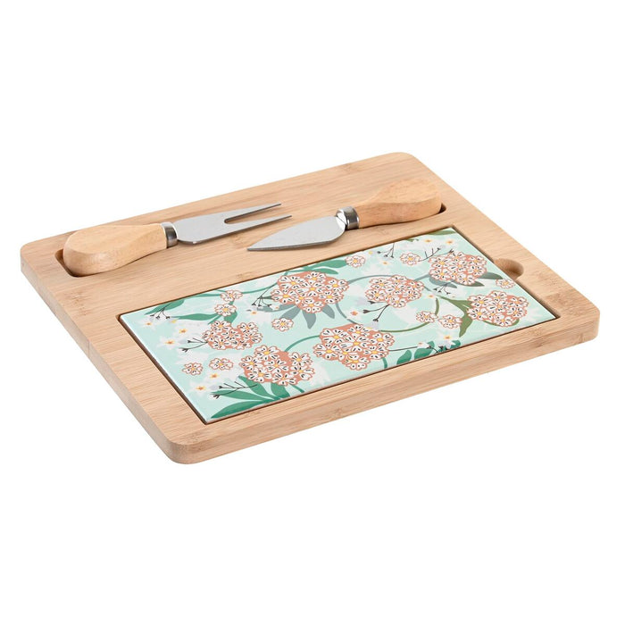 Snack bakke DKD Home Decor 24,5 x 20 x 1,2 cm Beige Grøn Stentøj