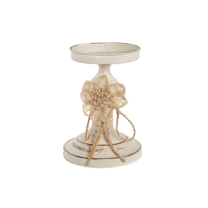 Lyseholder DKD Home Decor 13 x 13 x 17,5 cm Metal Hvid