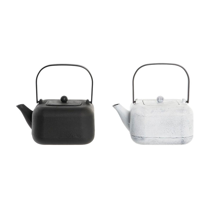 Tekande DKD Home Decor Sort Rustfrit stål Hvid 1,2 L (2 enheder)