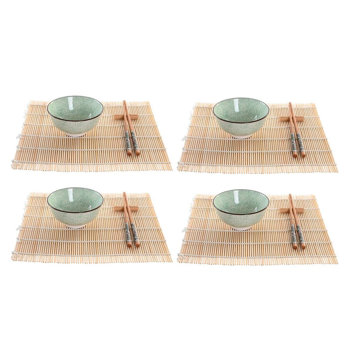 Sushi-sæt DKD Home Decor 14,5 x 14,5 x 35 cm Stentøj Orientalsk (16 Dele)