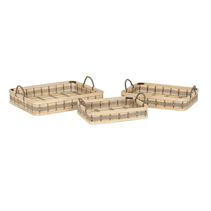 Bakkesæt DKD Home Decor Natur Lys brun Urban (54 x 43 x 9 cm) (3 enheder)