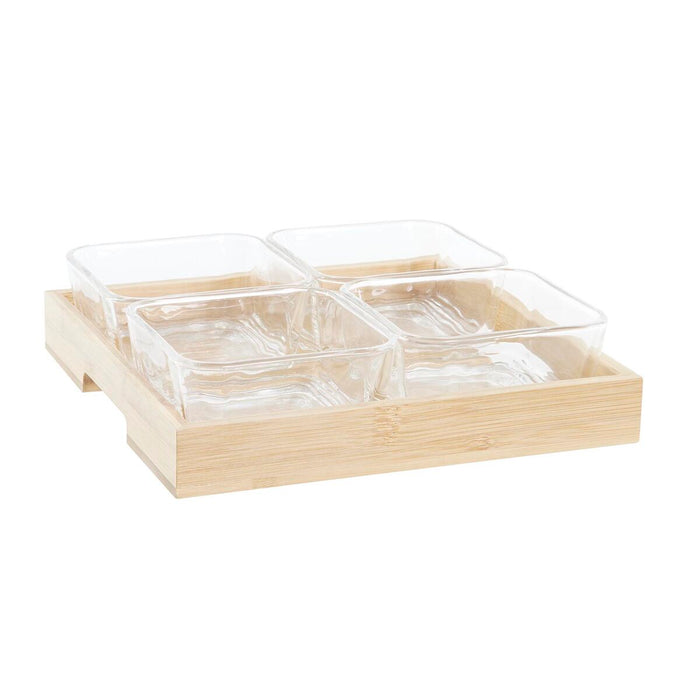 Snack bakke DKD Home Decor 21 x 21 x 6 cm Krystal Natur 280 ml