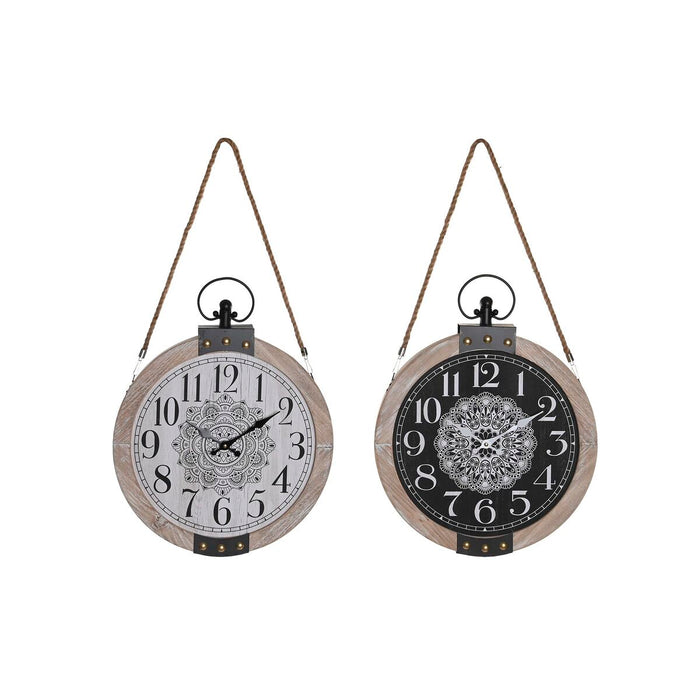 Namizna ura DKD Home Decor 40 x 6,5 x 46 cm Sort Hvid Jern Mandala Træ MDF (2 enheder)